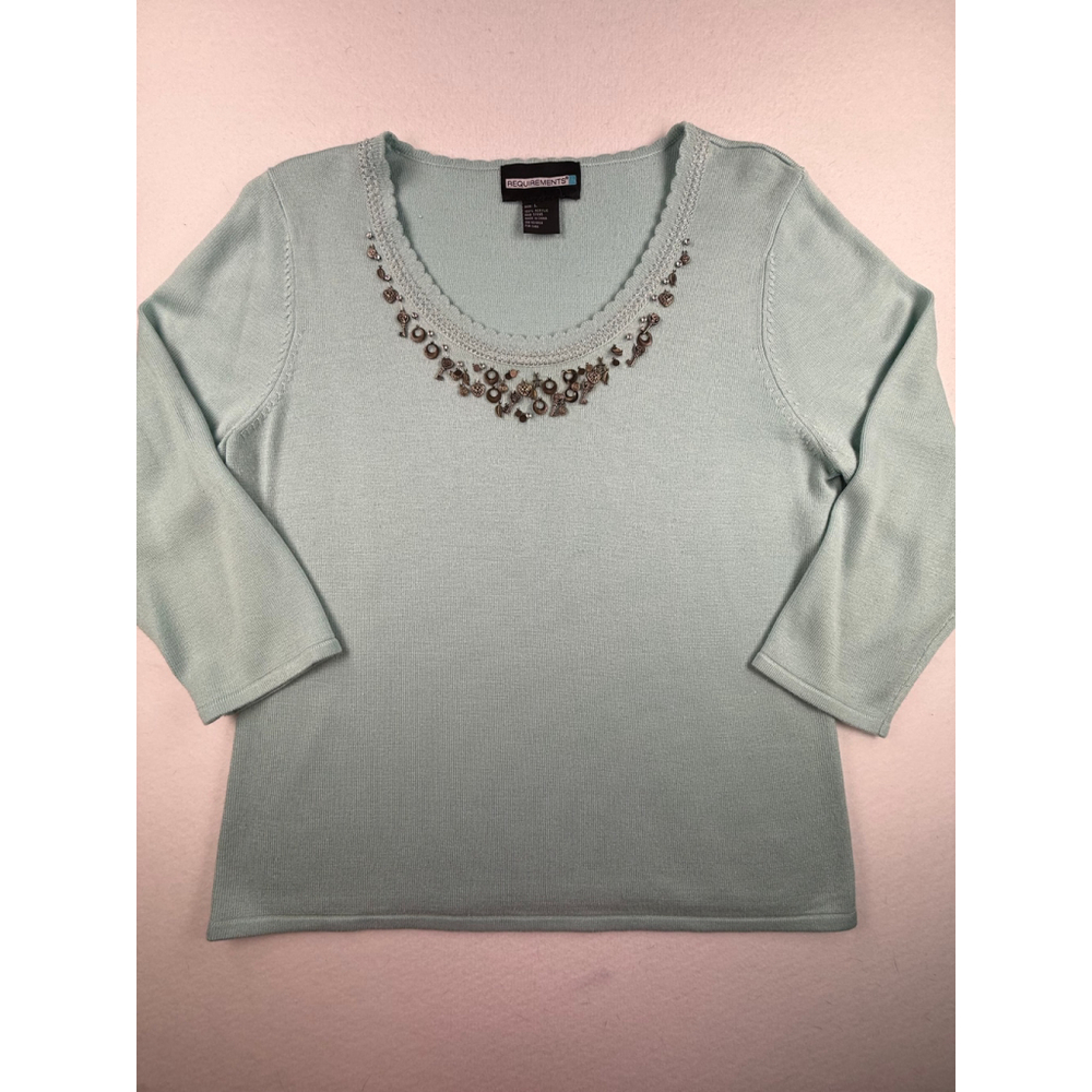 Requirements Women’s Embellished Knit Sweater Light Blue Size L